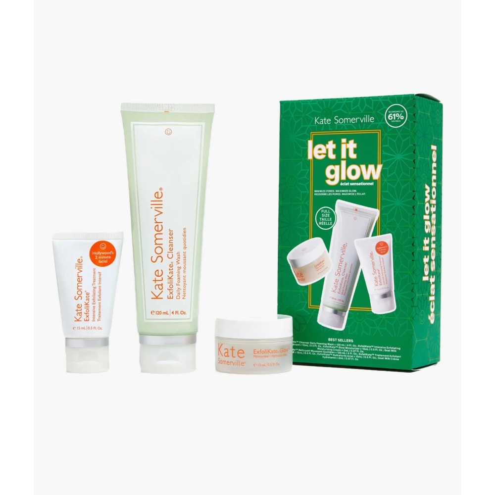 Kate Somerville Let It Glow Trio (Limited Edition) $92 Value NEW IN UNOPENED BOX